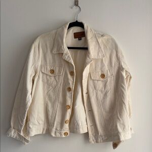 Cream Corduroy Button-Up Jacket
